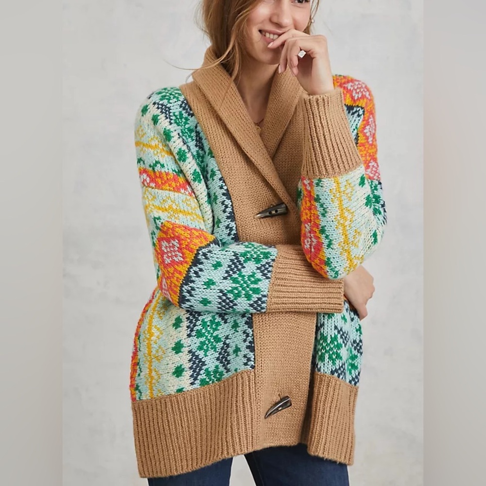 Anthropologie | Carlotta Patterned Shawl Sweater